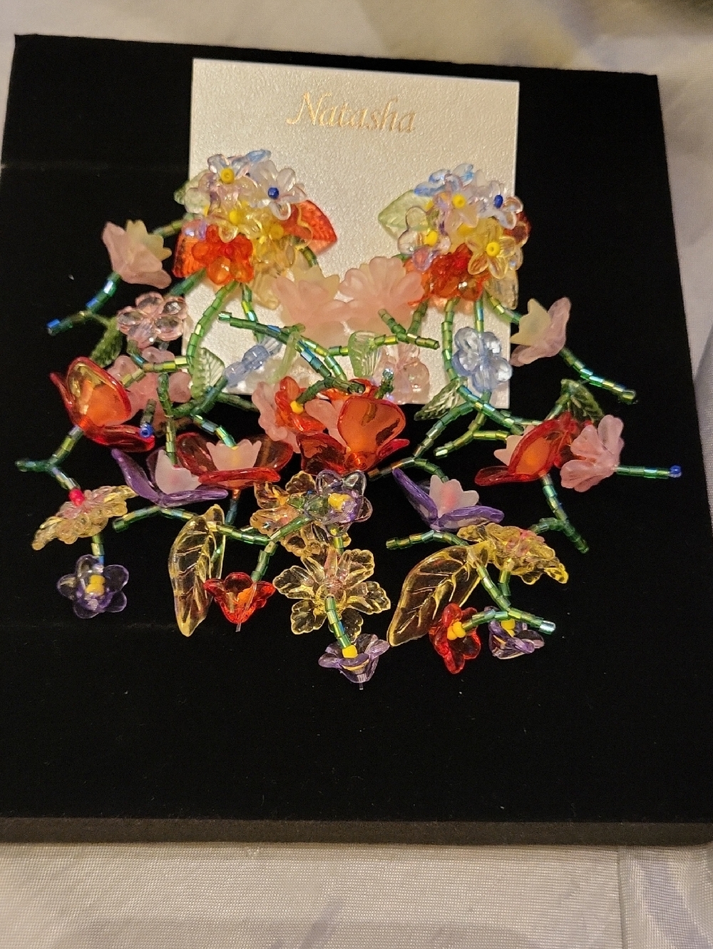 Natasha Couture Multicolor Floral Beaded Earrings Te